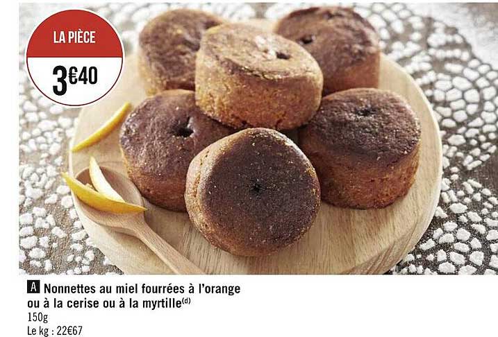 nonnettes au miel fourrées à l'orange ou à la cerise ou à la myrtille