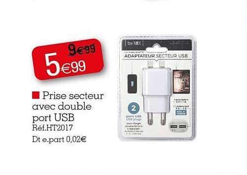 prise secteur avec double port usb