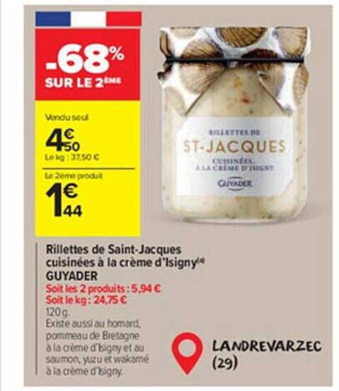 rillettes de saint-jacques cuisinées à la crème d'isigny guyader