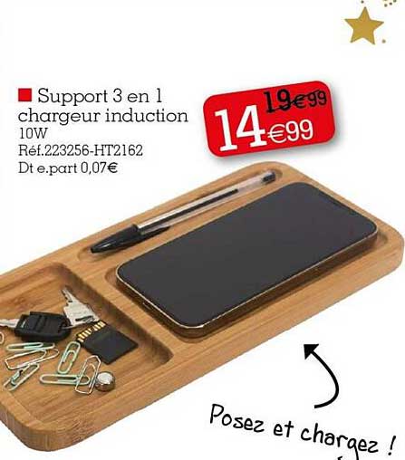 support 3 en 1 chargeur induction 10w
