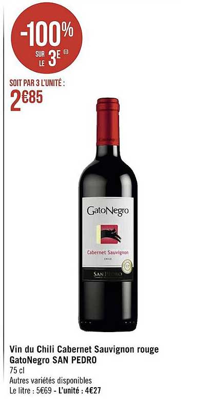 vin du chili cabernet sauvignon rouge catoNegro sab pedro