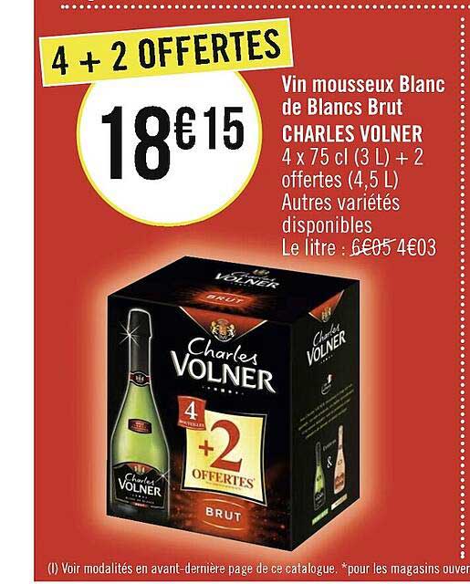 vin mousseux blanc de blancs brut charles volner