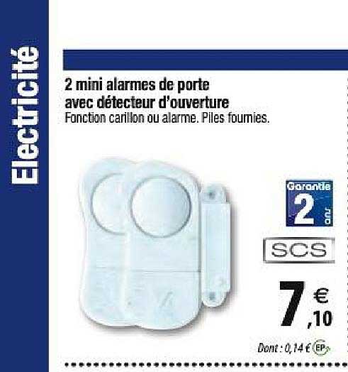 2 mini alarmes de porte avec détecteur d'ouverture