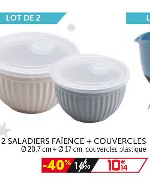 2 Saladiers Faïence + Couvercles