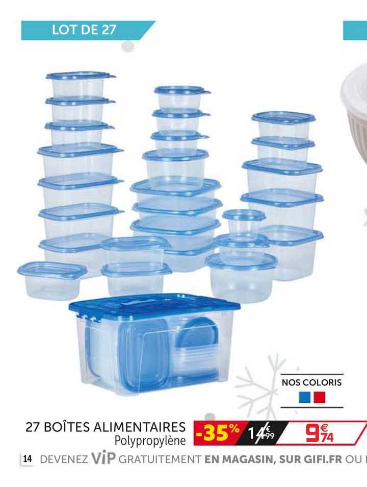 27 boîtes alimentaires