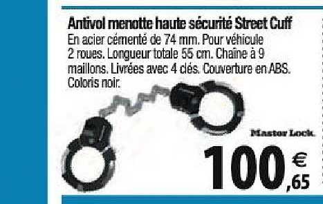 antivol menotte haute sécurité street cuff master lock
