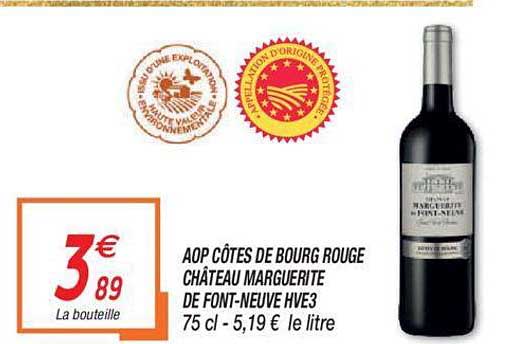 aop côtes de bourg rouge château marguerite de font neuve hve3