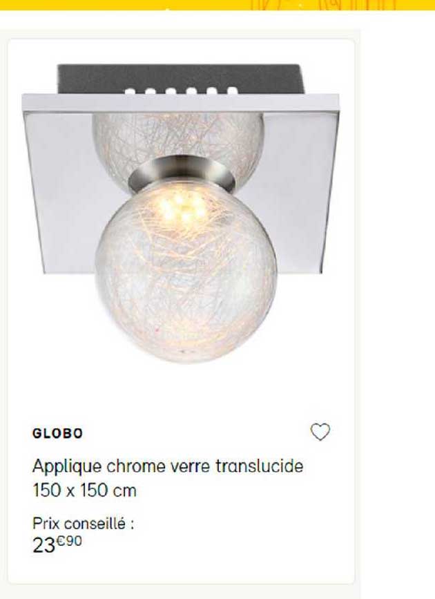 applique chrome verre translucide 150 x 150 cm globo