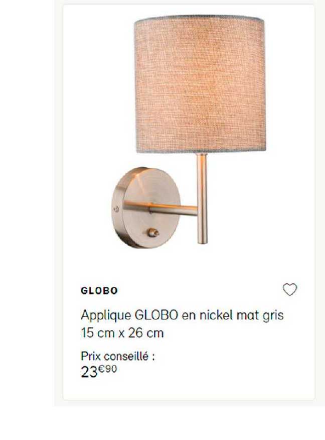 Applique Globo En Nickel Mat Gris 15 Cm X 26 Cm