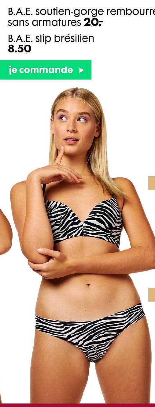 b.a.e. soutien-gorge rebourré sans armatures, b.a.e. slip brésilien
