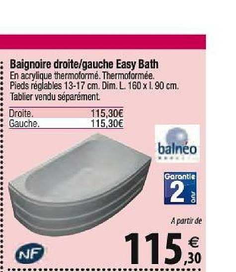 baignoire droite gauche easy bath