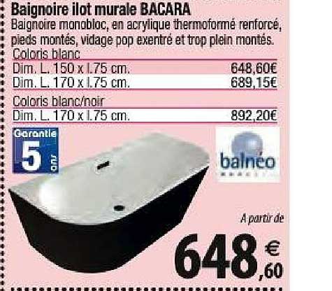 Baignoire Ilot Murale Bacara