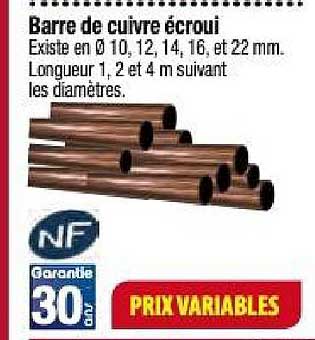 barre de cuivre écroui