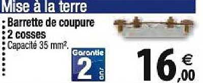 barrette de coupure 2 cosses