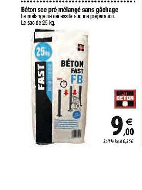 béton sec pré mélangé sans gâchage