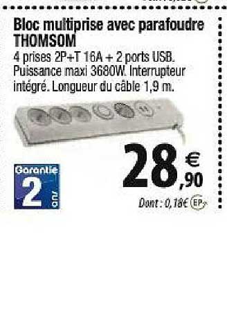 bloc multiprise avec parafoudre thomson