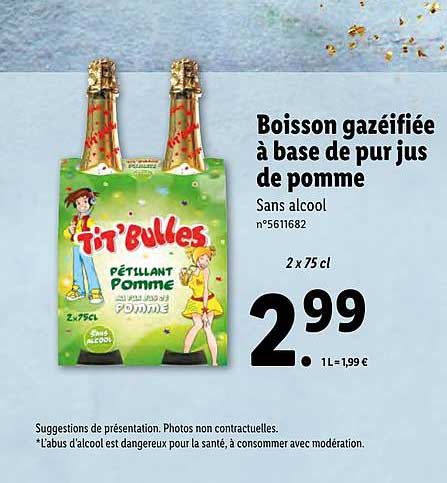 boisson gazéifiée à base de pur jus de pomme