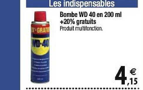 bombe wd 40 en 200 ml + 20 % gratuits