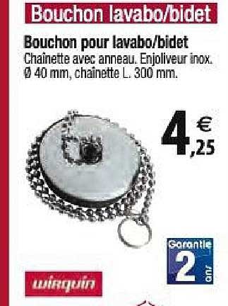 bouchon pour lavabo bidet wirquin