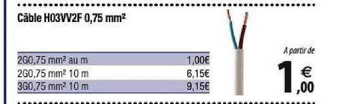 câble h03vv2f 0,75 mm2