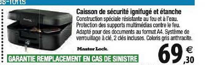 caisson de sécurité ignifugé et étanche master lock