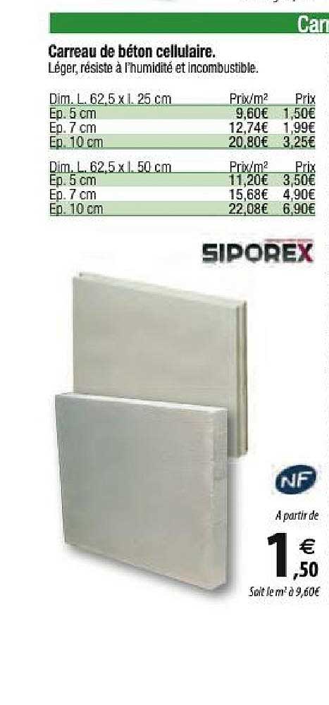 carreau de béton cellulaire siporex