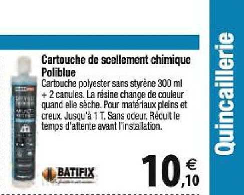 Cartouche De Scellement Chimique Poliblue Batifix