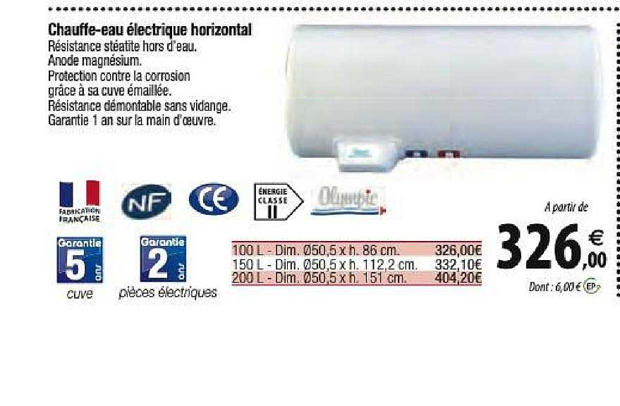 chauffe eau électrique horizontal