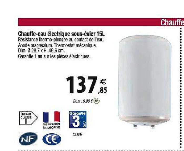 chauffe eau électrique sous évier 15l