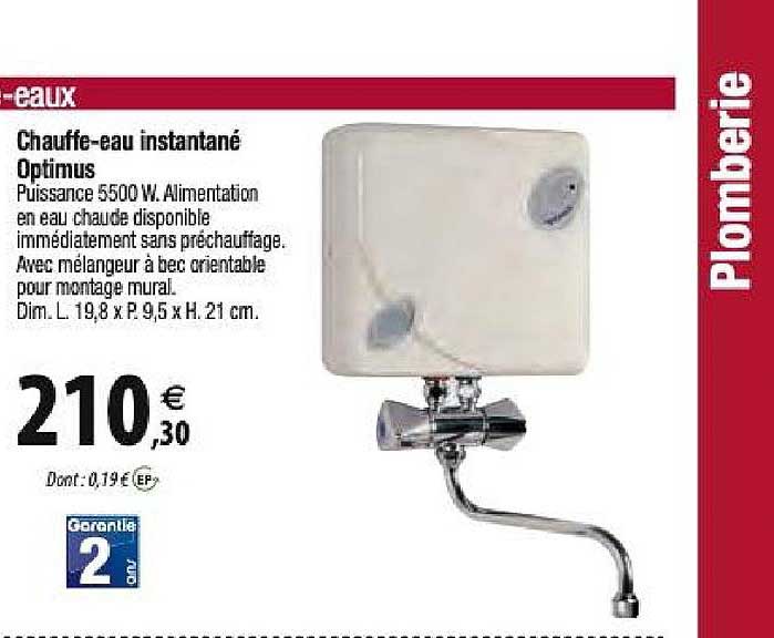 chauffe eau instantané optimus