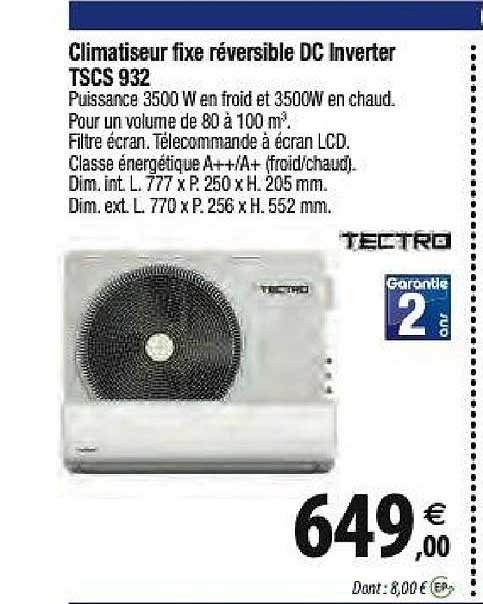 climatiseur fixe réversible dc inverter tscs 932