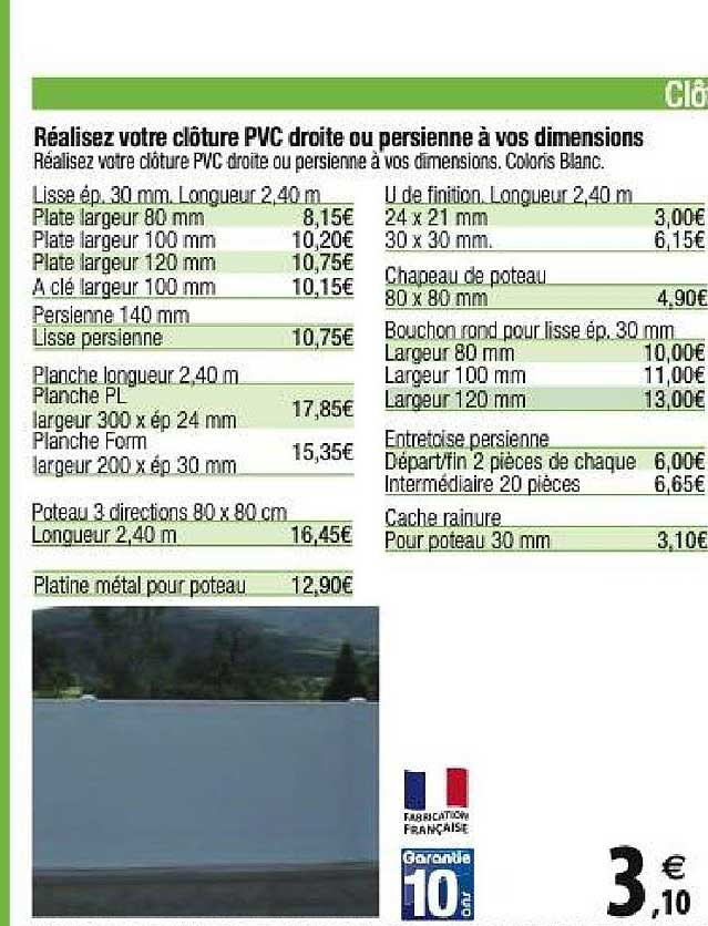 clôture pvc droite ou persienne
