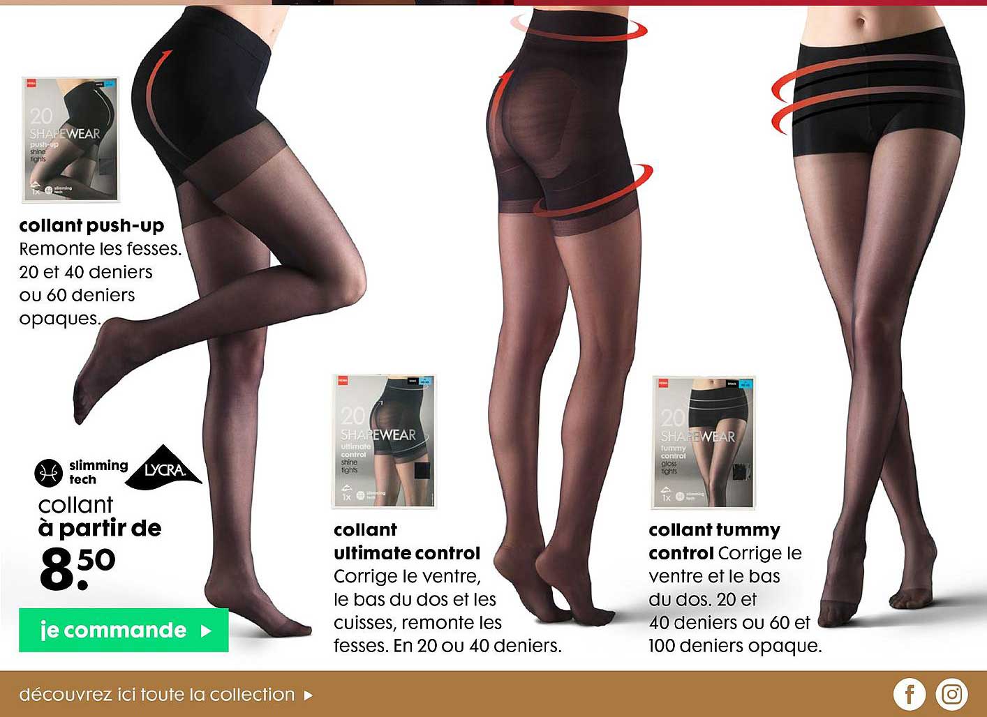 collant push-up, collant ultimate control, collant tummy control