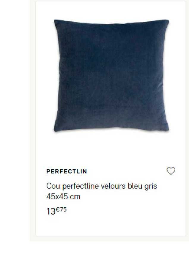 cou perfectline velours bleu gris 45 x 45 cm perfectlin