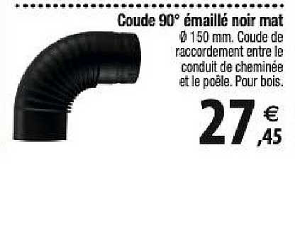 coude 90° émaillé noir mat