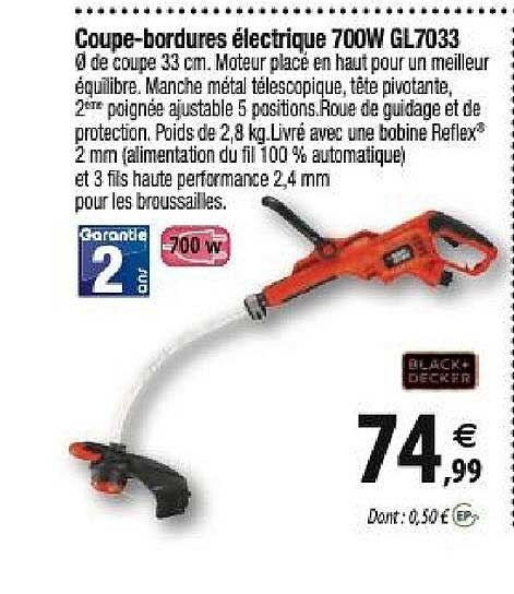 coupe-bordure électrique 700 w gl7033 black+decker