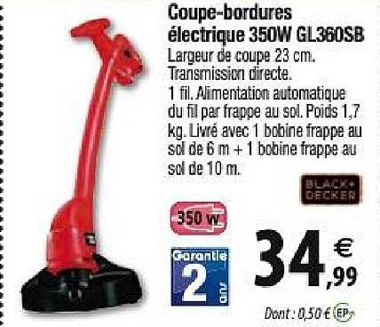 coupe-bordures électrique 350w gl360sb black+decker