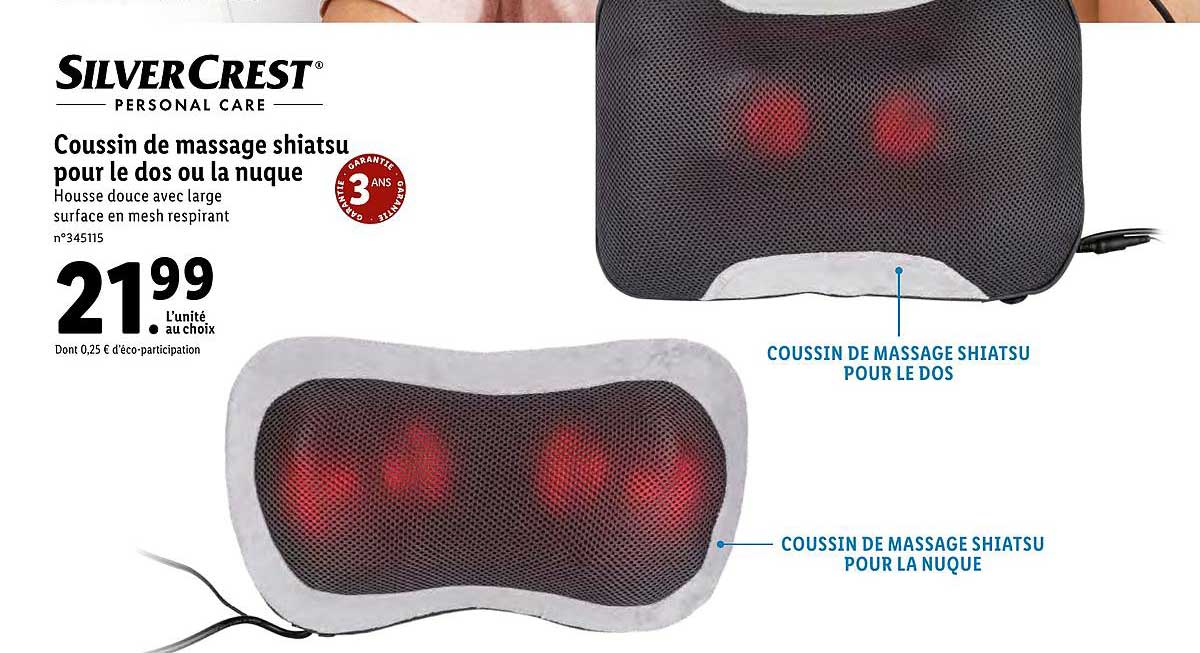 coussin de massage shiatsu pour de dos ou la nuque