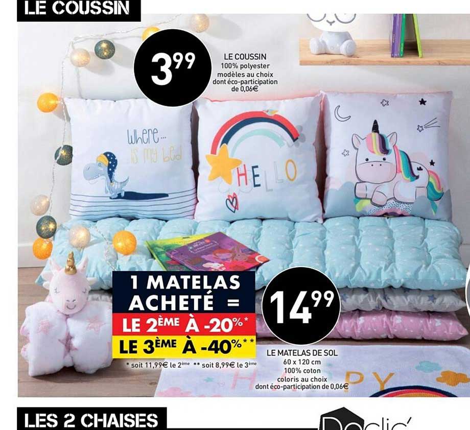 coussin matelas de sol le 2ème à -20% le 3ème à -40%