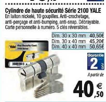 cylindre de haute sécurité serie 2100 yale