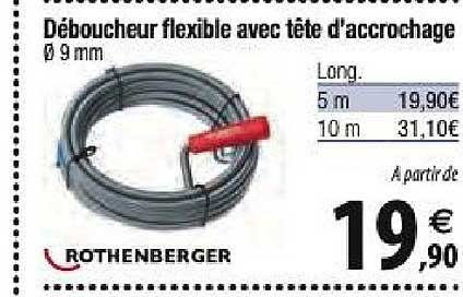 déboucheur flexible avec tête d'accrochage rothenberger