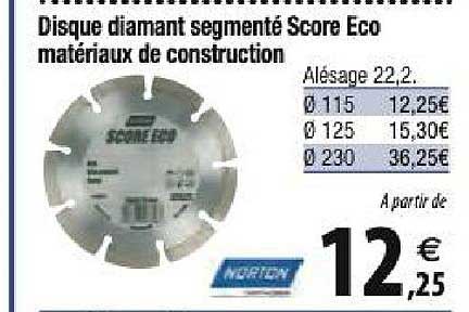 disque diamant segmenté score eco matériaux de construction