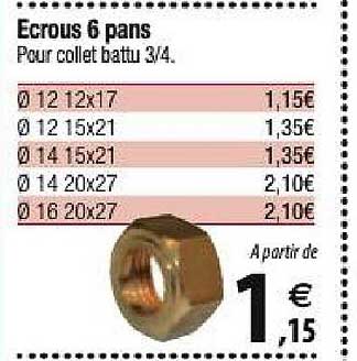 écrous 6 pans