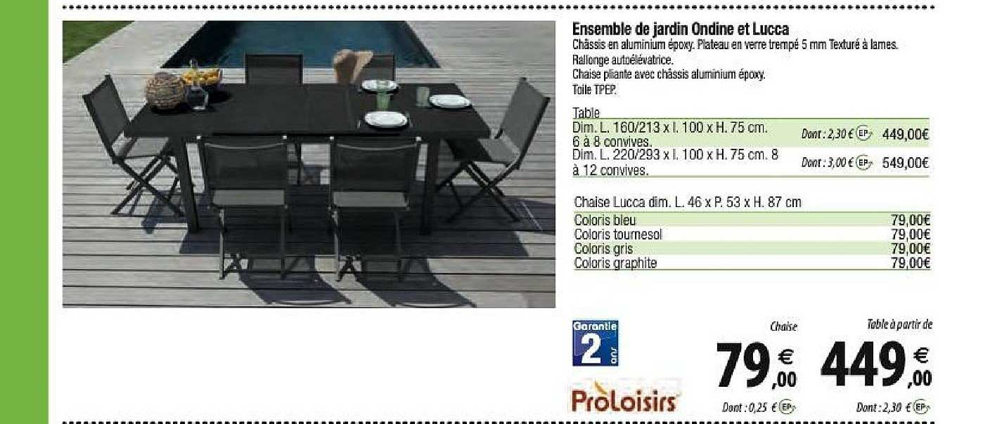 ensemble de jardin ondine et lucca proloisirs