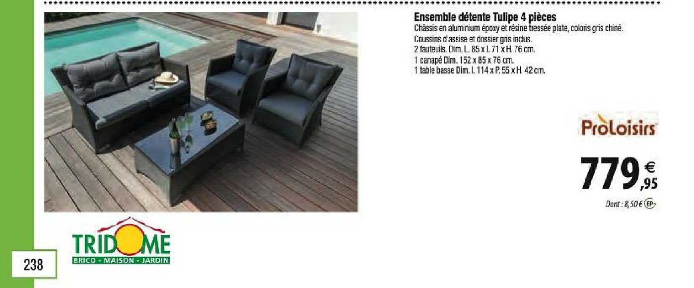 ensemble détente tulipe 4 pièces proloisirs