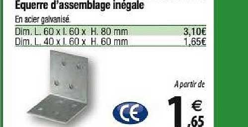 équerre d'assemblage inégale