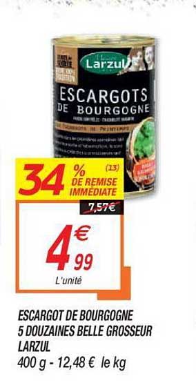 escargot de bourgogne 5 douzaines belle grosseur larzul 34% de remise immédiate