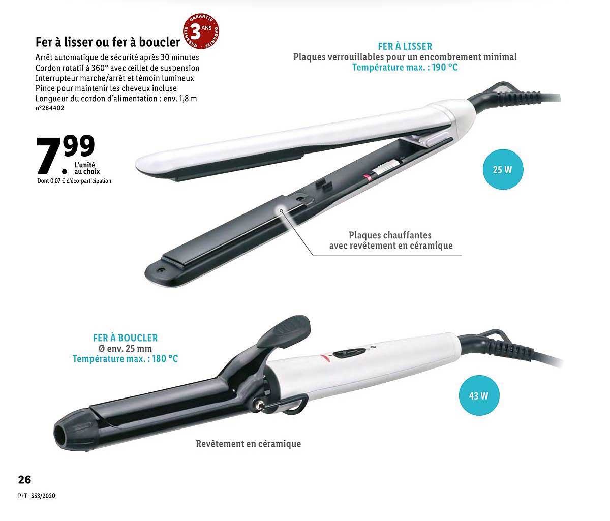 fer à lisser ou fer à boucler