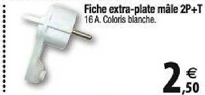 fiche extra plate mâle 2p+t
