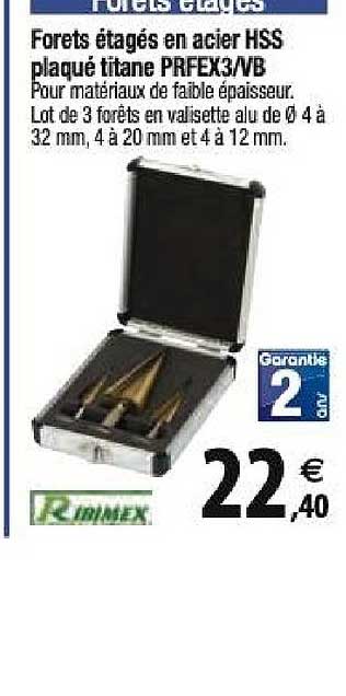 forets étagés en acier hss plaqué titane prfex3 vb